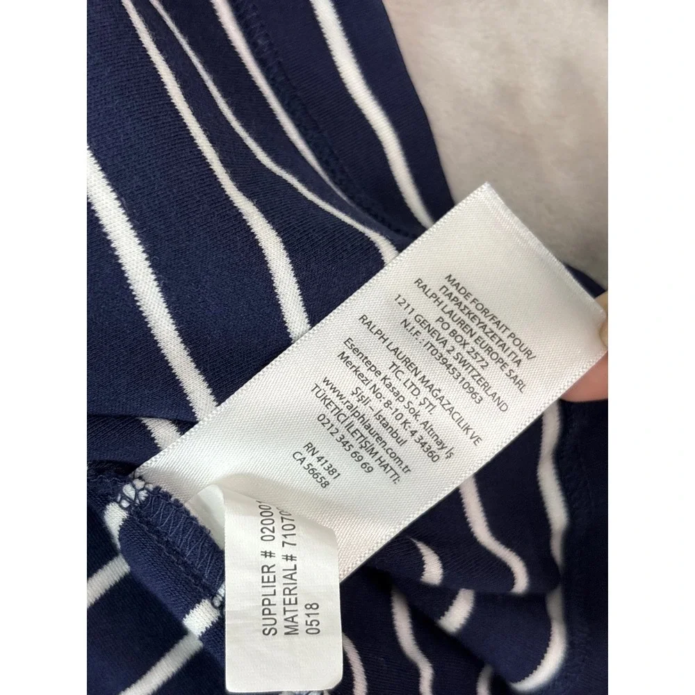 Polo Ralph Lauren Mens XL Pima Soft Touch Striped Polo Shirt Navy Blue White